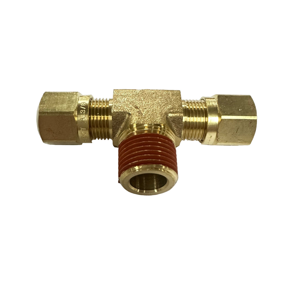 Male Branch Tee, Male Pipe Thread, Brass, DOT Approved Nut & Ferrule Fitting