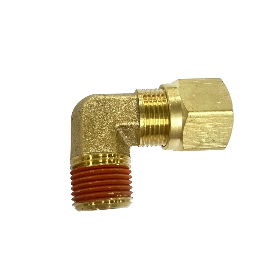 Male Elbow, Male Pipe Thread, Brass, DOT Approved Nut & Ferrule Fitting