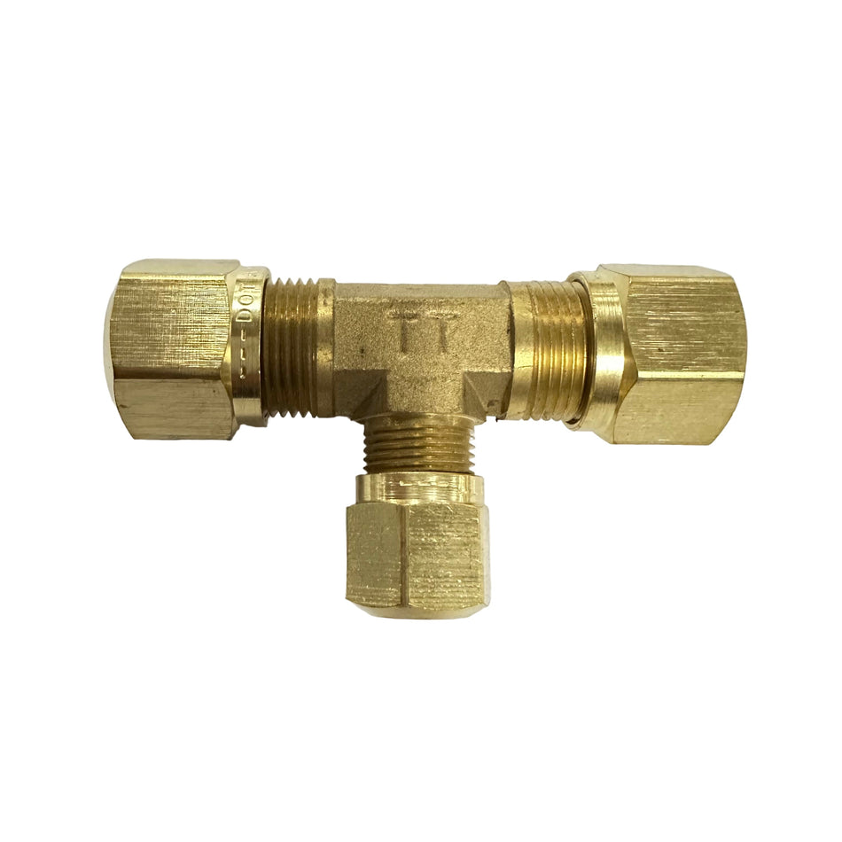 Union Reducing Tee, Brass, DOT Approved Nut & Ferrule Fitting