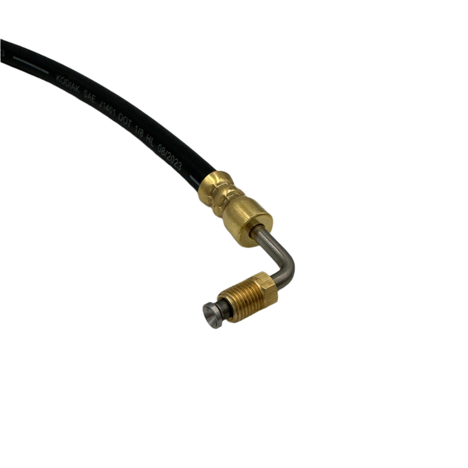 Kodiak Brake Hose, 21" 90 Degree Male End, Straight Female End, 3/16" Brake Line, 3/8-24 Threads