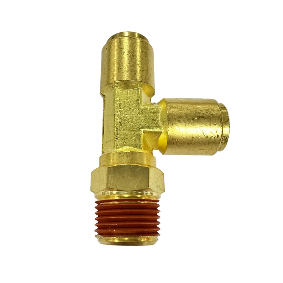 Push-Lock Male Run Tee, Male Pipe Thread, Brass, DOT Approved Push Lock Air Fitting