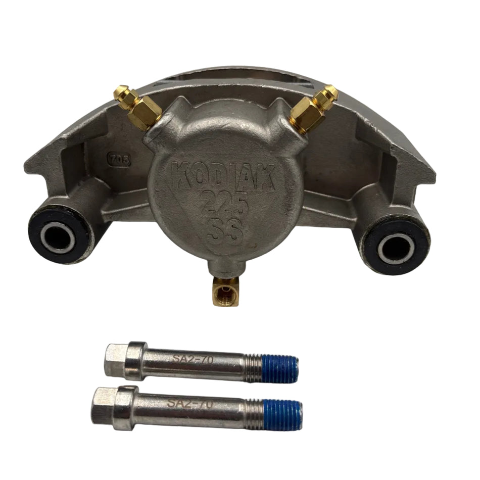 Stainless Steel Kodiak 225 Caliper with Pads, 3.5K-6K Axles, K71-DBC-225-SS