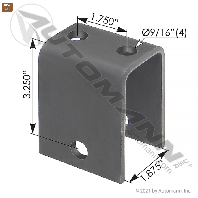 Spring Hanger, 3.25" Tall for 1.75" Leaf Springs