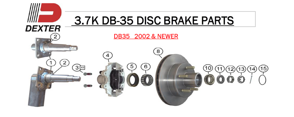 3.7K Dexter Vault Disc Brake System - 3.5K / 3.7K, 5 Lug Setup, 2" Vault Cap