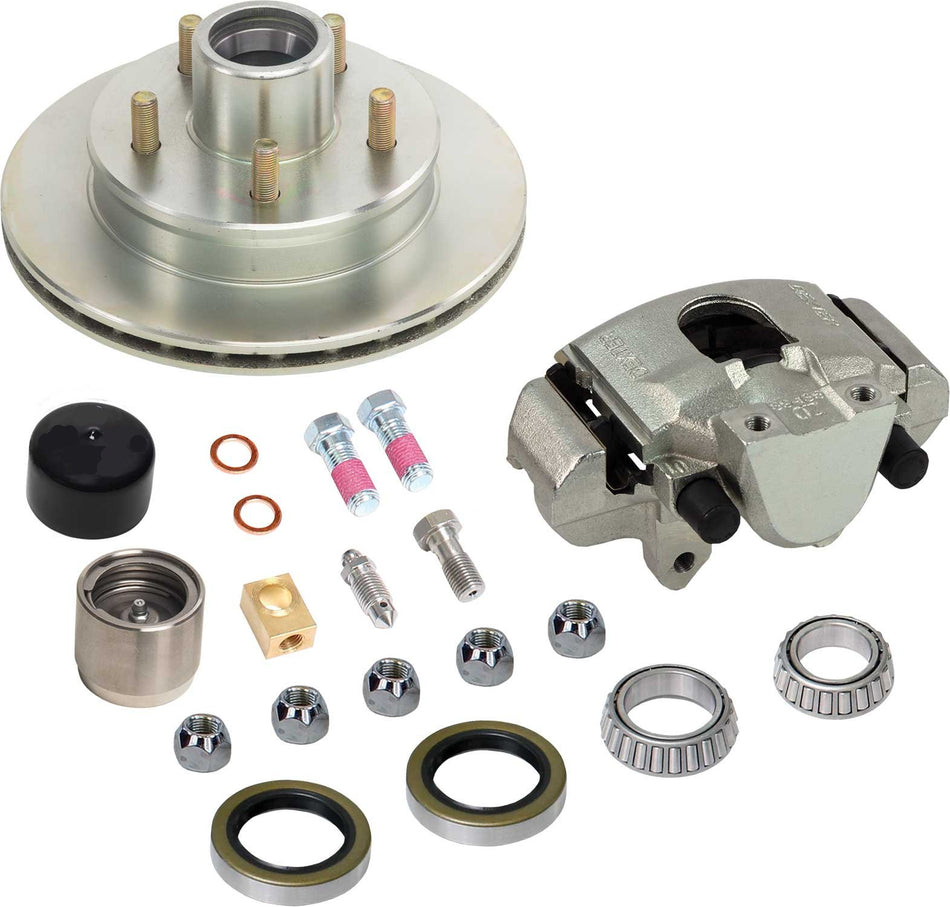 Disc Brake Kit Fits 3,500 lbs. - 3,700 lbs. axles, Integral Hub & Rotor 5 on 4.50", One Wheel