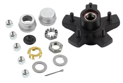 Dexter Complete Pre-Greased Idler Hub Assembly, E-Z Lube® or Grease Lube, 3.5K Capacity Per Pair, 5 on 5" Bolt Pattern, 1/2" Studs